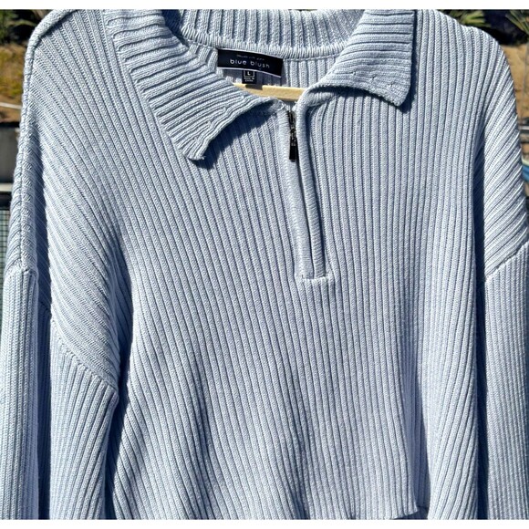 🩶 Blue Blush Ribbed Quarter-Zip Sweater (Style #1BT05779)L - Picture 2 of 4